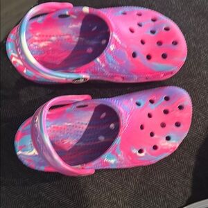 CROCS Pink and Blue Sandals with Perforated Design